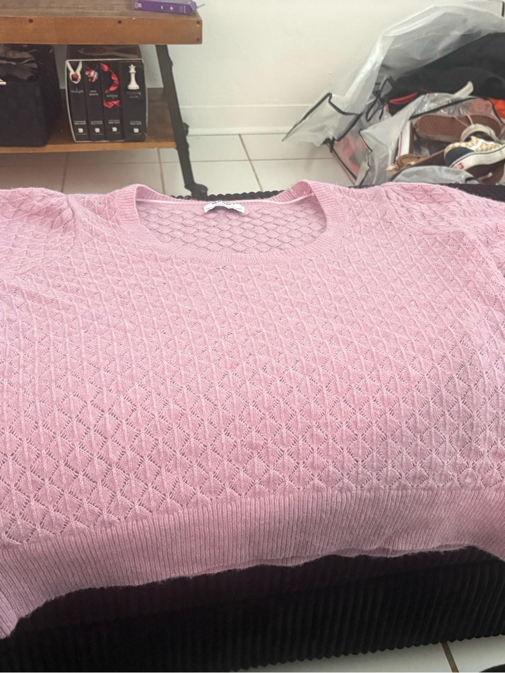 Old Navy Lavender Diamond-Stitch Crewneck Sweater
